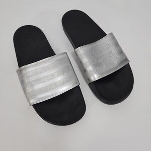 adidas silver slip on sandals